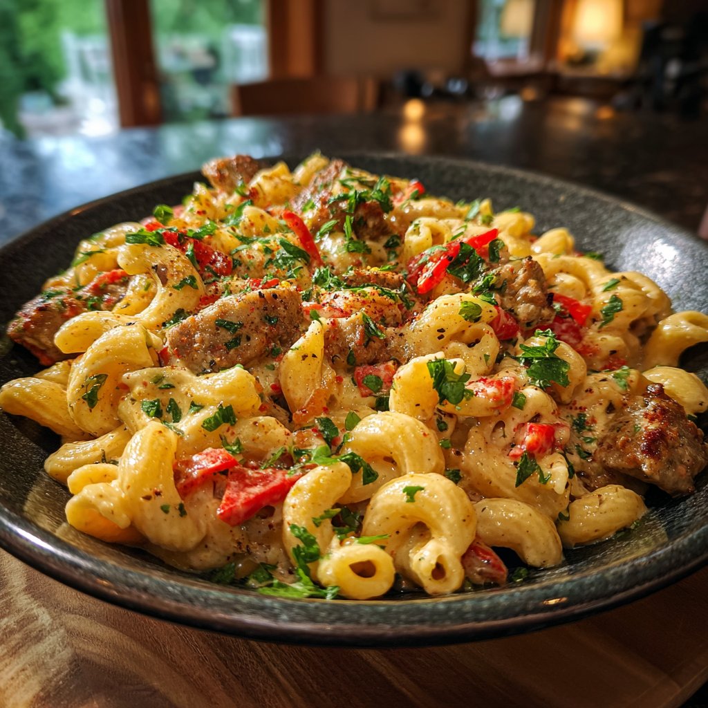One Pot Creamy Cajun Sausage Pasta